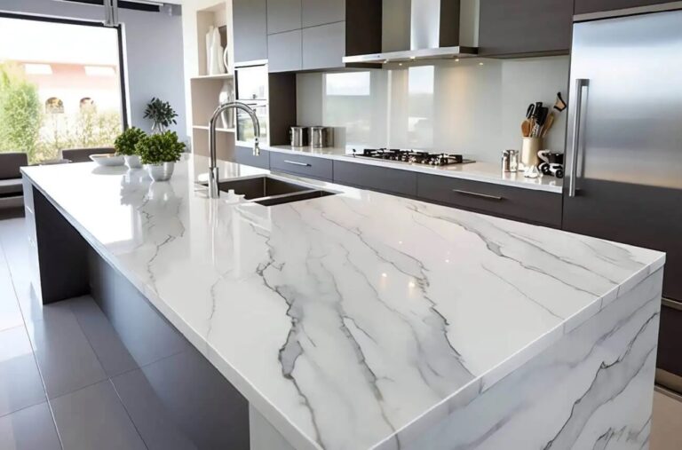 Use of Quartz countertops in a traditional bedroom design